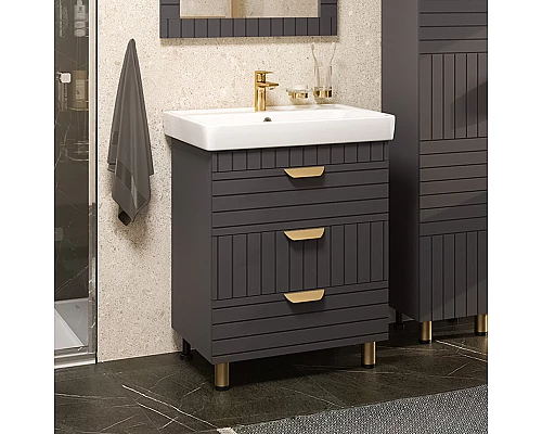 Заказать GLOSTER - 70 Тумба с 3 ящ. напольная, графит в магазине сантехники Santeh-Crystal.ru