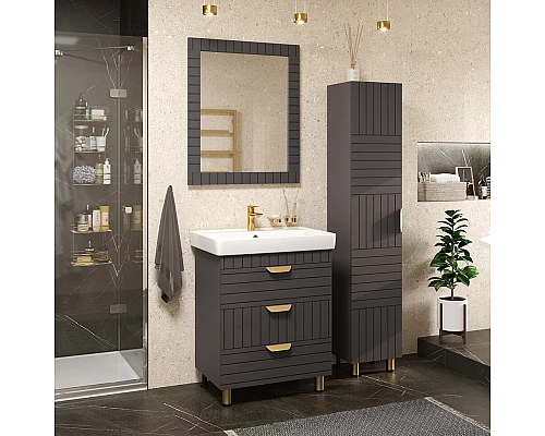 Заказать GLOSTER - 70 Тумба с 3 ящ. напольная, графит в магазине сантехники Santeh-Crystal.ru