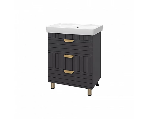 Заказать GLOSTER - 70 Тумба с 3 ящ. напольная, графит в магазине сантехники Santeh-Crystal.ru