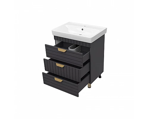 Заказать GLOSTER - 70 Тумба с 3 ящ. напольная, графит в магазине сантехники Santeh-Crystal.ru