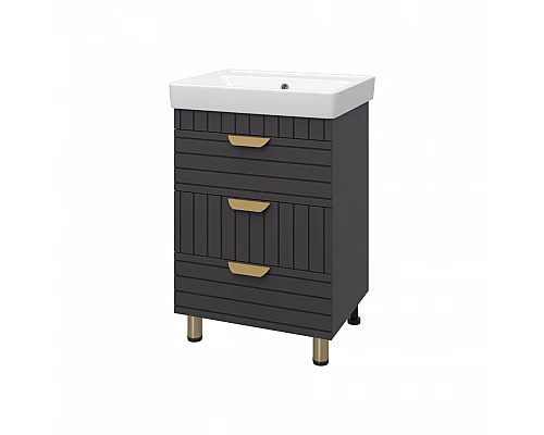 Купить GLOSTER - 60 Тумба с 3 ящ. напольная, графит в магазине сантехники Santeh-Crystal.ru