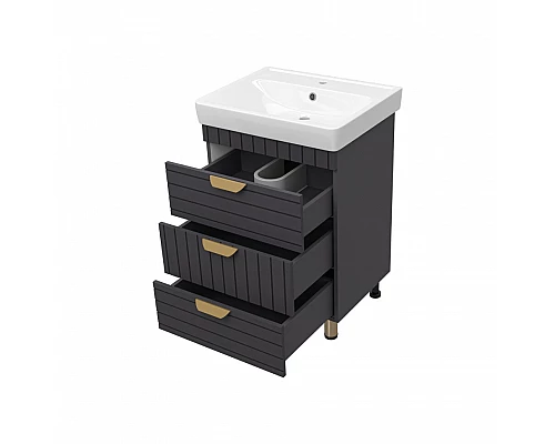 Купить GLOSTER - 60 Тумба с 3 ящ. напольная, графит в магазине сантехники Santeh-Crystal.ru