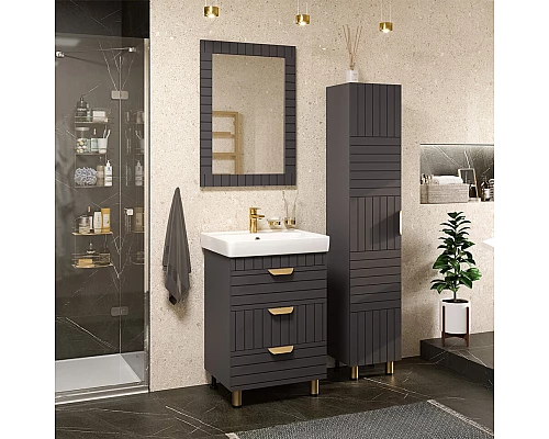 Купить GLOSTER - 60 Тумба с 3 ящ. напольная, графит в магазине сантехники Santeh-Crystal.ru