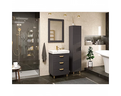 Купить GLOSTER - 60 Тумба с 3 ящ. напольная, графит в магазине сантехники Santeh-Crystal.ru