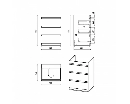 Купить Коломбо - 60 Тумба под стиральную машину напольная 3 ящ. в магазине сантехники Santeh-Crystal.ru
