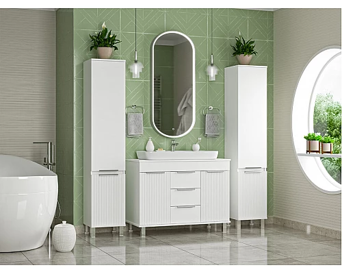 Приобрести ENFIDA -100 Тумба напольная 3 ящ. белая мат. эмаль (Энфида) в магазине сантехники Santeh-Crystal.ru