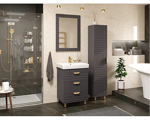 Купить GLOSTER - 60 Тумба с 3 ящ. напольная, графит в магазине сантехники Santeh-Crystal.ru