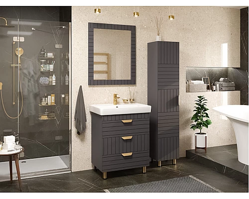 Заказать GLOSTER - 70 Тумба с 3 ящ. напольная, графит в магазине сантехники Santeh-Crystal.ru