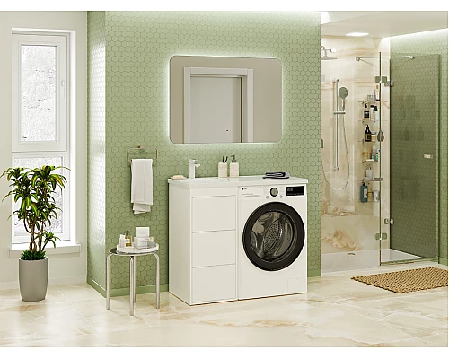 Приобрести GRAFIT - 40 Тумба напольная 3 ящ. БЕЛАЯ под стиральную машину ПВХ в магазине сантехники Santeh-Crystal.ru