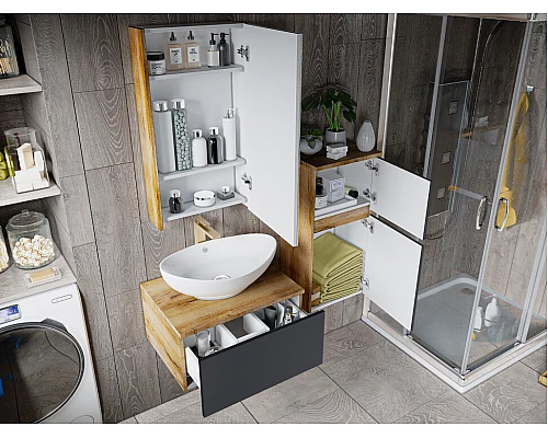 Заказать Ива - 70 Тумба подвесная Графит пленка 1 ящ в магазине сантехники Santeh-Crystal.ru