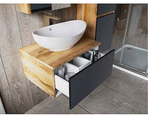 Заказать Ива - 90 Тумба подвесная Графит пленка 1 ящ в магазине сантехники Santeh-Crystal.ru