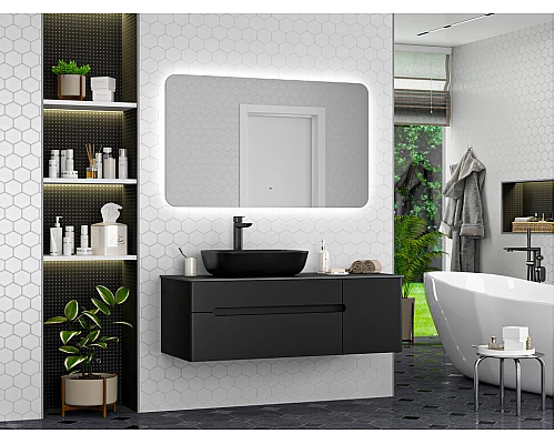 Купить Роял -120 Тумба подвесная с 2 ящ. 1 дв. черный в магазине сантехники Santeh-Crystal.ru