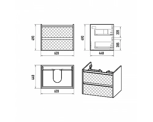 Заказать CHESTER - 65 Тумба подвесная с 2 ящ. в магазине сантехники Santeh-Crystal.ru