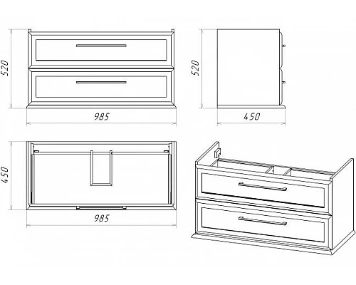 Заказать Винтаж -100 Тумба подвесная с 2 ящ. дуб в магазине сантехники Santeh-Crystal.ru