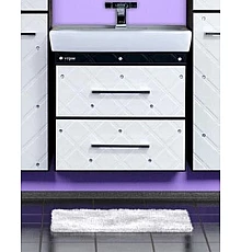 Гранд LUXE - 60 Тумба подвесная 2 ящ. бело/черная кожа CRISTALLO
