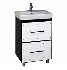 Гранд LUXE - 60 Тумба прямая бело/черная кожа CRISTALLO