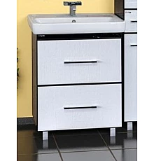 Гранд LUXE - 60 Тумба с 2 ящ. бело/черная кожа CRISTALLO