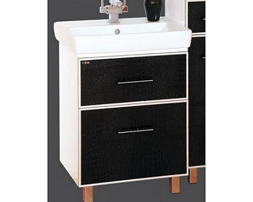Приобрести Гранд LUXE - 70 Тумба с 2 ящ.  черно/белая кожа CROCO в магазине сантехники Santeh-Crystal.ru