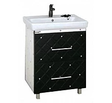 Гранд LUXE - 80 Тумба с 2 ящ. черно/белая кожа CRISTALLO