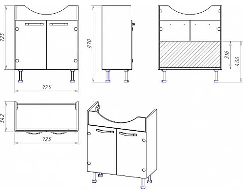 Заказать Эмма - 75 Тумба прямая сиреневая в магазине сантехники Santeh-Crystal.ru