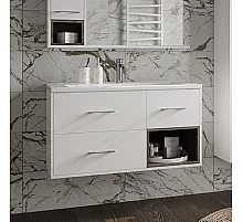 Фетта -100 Тумба белая подв. с 3 ящ. и нишей / раковина