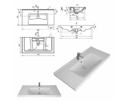 Приобрести Натали -100 Тумба подвесная 2 ящ. / раковина в магазине сантехники Santeh-Crystal.ru
