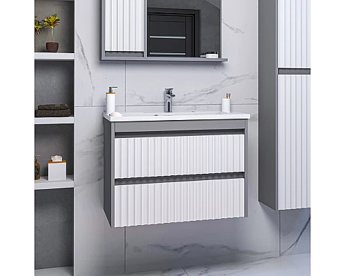 Купить BALATON - 80 Тумба подвесная с 2 ящ. комбинированный / раковина в магазине сантехники Santeh-Crystal.ru