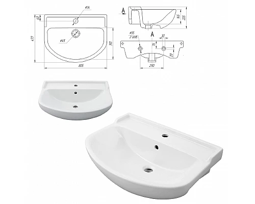Приобрести Грани - 80 Тумба напольная прямая / раковина в магазине сантехники Santeh-Crystal.ru