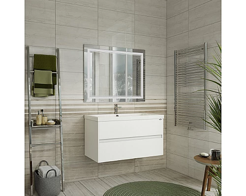 Приобрести Алиса - 90 тумба 2 ящ. подвесная белая эмаль / раковина в магазине сантехники Santeh-Crystal.ru