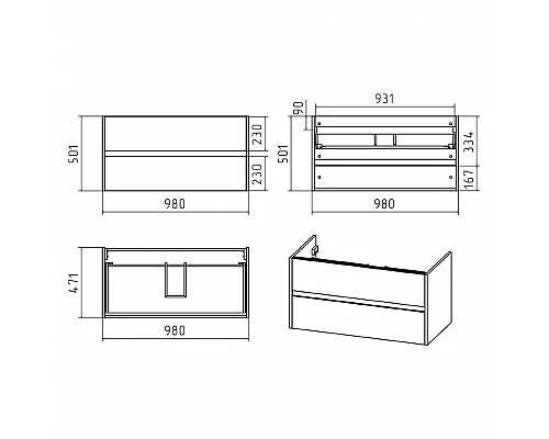 Купить Алиса-100 тумба 2 ящ. подвесная белая эмаль / раковина в магазине сантехники Santeh-Crystal.ru