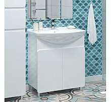 Чегет - 75 Тумба напольная прямая белая 2 дв. / раковина