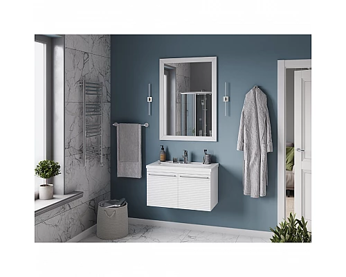 Заказать CATANIA - 80 Тумба подвесная белая (эмаль) / раковина в магазине сантехники Santeh-Crystal.ru