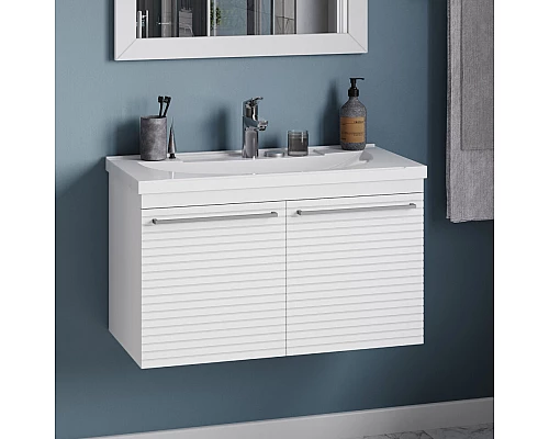 Купить CATANIA -100 Тумба подвесная белая (эмаль) / раковина в магазине сантехники Santeh-Crystal.ru