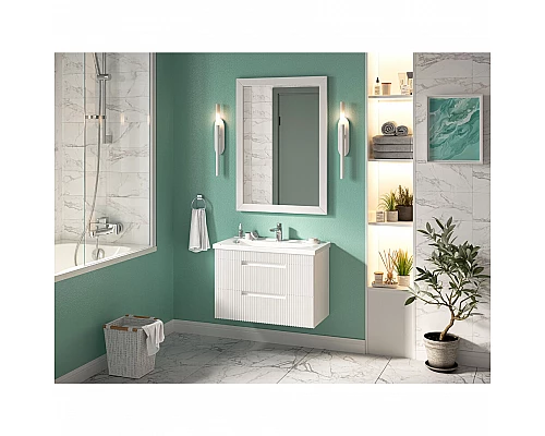 Приобрести ARIANA - 80 Тумба подвесная с 2 ящ. белая (эмаль) / раковина в магазине сантехники Santeh-Crystal.ru