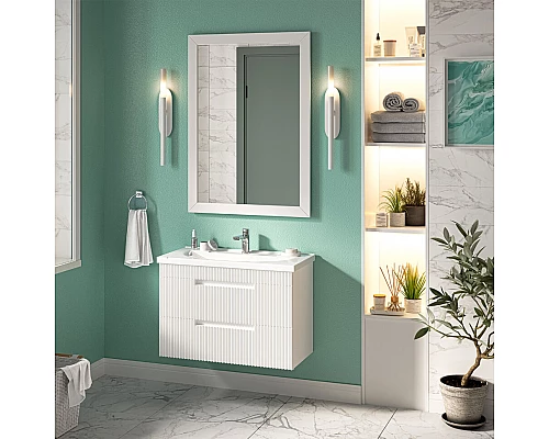 Приобрести ARIANA - 80 Тумба подвесная с 2 ящ. белая (эмаль) / раковина в магазине сантехники Santeh-Crystal.ru