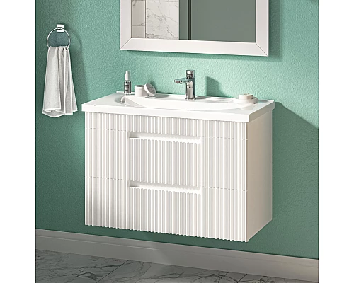 Приобрести ARIANA - 80 Тумба подвесная с 2 ящ. белая (эмаль) / раковина в магазине сантехники Santeh-Crystal.ru