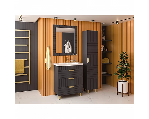 Приобрести GLOSTER - 80 Тумба с 3 ящ. напольная, графит / раковина в магазине сантехники Santeh-Crystal.ru