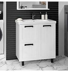 Спарта - 80 Тумба напольная 1 дв. 2 ящ. белая / раковина