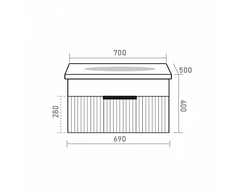 Заказать ENFIDA - 70 Тумба подвесная белая мат. эмаль 1 ящ. / раковина в магазине сантехники Santeh-Crystal.ru