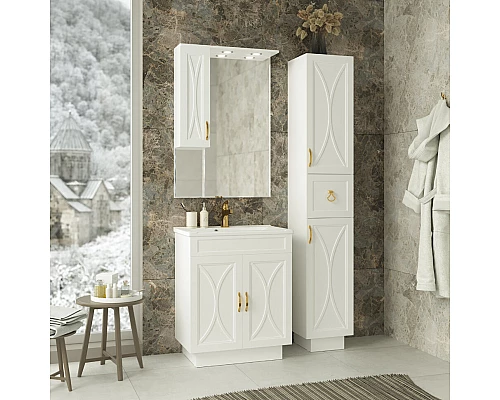 Приобрести Амбра - 70 тумба прямая белая / раковина в магазине сантехники Santeh-Crystal.ru