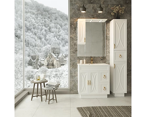 Купить Амбра - 80 тумба белая с 2 ящ. / раковина в магазине сантехники Santeh-Crystal.ru