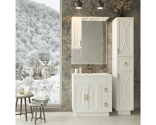 Купить Амбра - 80 тумба белая с 2 ящ. / раковина в магазине сантехники Santeh-Crystal.ru