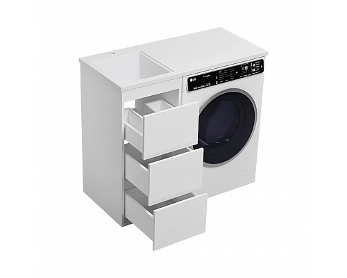 Купить GRAFIT - 40 Тумба напольная 3 ящ. БЕЛАЯ под стиральную машину / раковина Гавана лев. в магазине сантехники Santeh-Crystal.ru