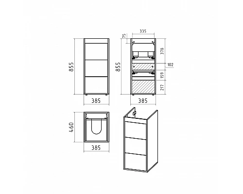 Купить GRAFIT - 40 Тумба напольная 3 ящ. БЕЛАЯ под стиральную машину / раковина Гавана лев. в магазине сантехники Santeh-Crystal.ru
