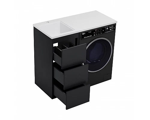 Купить GRAFIT - 40 Тумба напольная 3 ящ. Графит под стиральную машину / раковина Гавана лев. в магазине сантехники Santeh-Crystal.ru