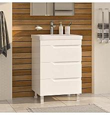 Софт - 60 Тумба напольная с 3 ящ.эмаль / раковина