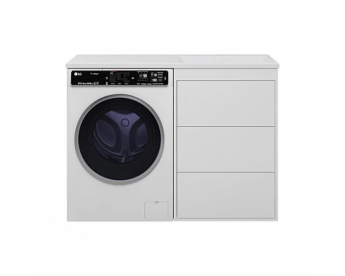 Купить GRAFIT - 60 Тумба напольная 3 ящ. БЕЛАЯ под стиральную машину / раковина Даллас 120  правая в магазине сантехники Santeh-Crystal.ru