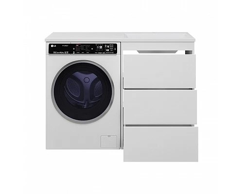 Купить GRAFIT - 60 Тумба напольная 3 ящ. БЕЛАЯ под стиральную машину / раковина Даллас 120  правая в магазине сантехники Santeh-Crystal.ru