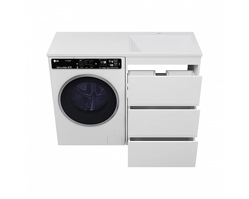 Купить GRAFIT - 60 Тумба напольная 3 ящ. БЕЛАЯ под стиральную машину / раковина Даллас 120  правая в магазине сантехники Santeh-Crystal.ru