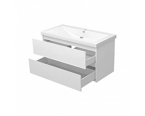 Купить Алиса-100 тумба 2 ящ. подвесная белая эмаль / раковина в магазине сантехники Santeh-Crystal.ru